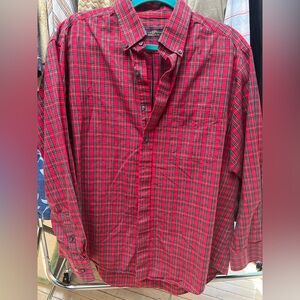 Club Room men’s cotton red plaid button down shirt size 17